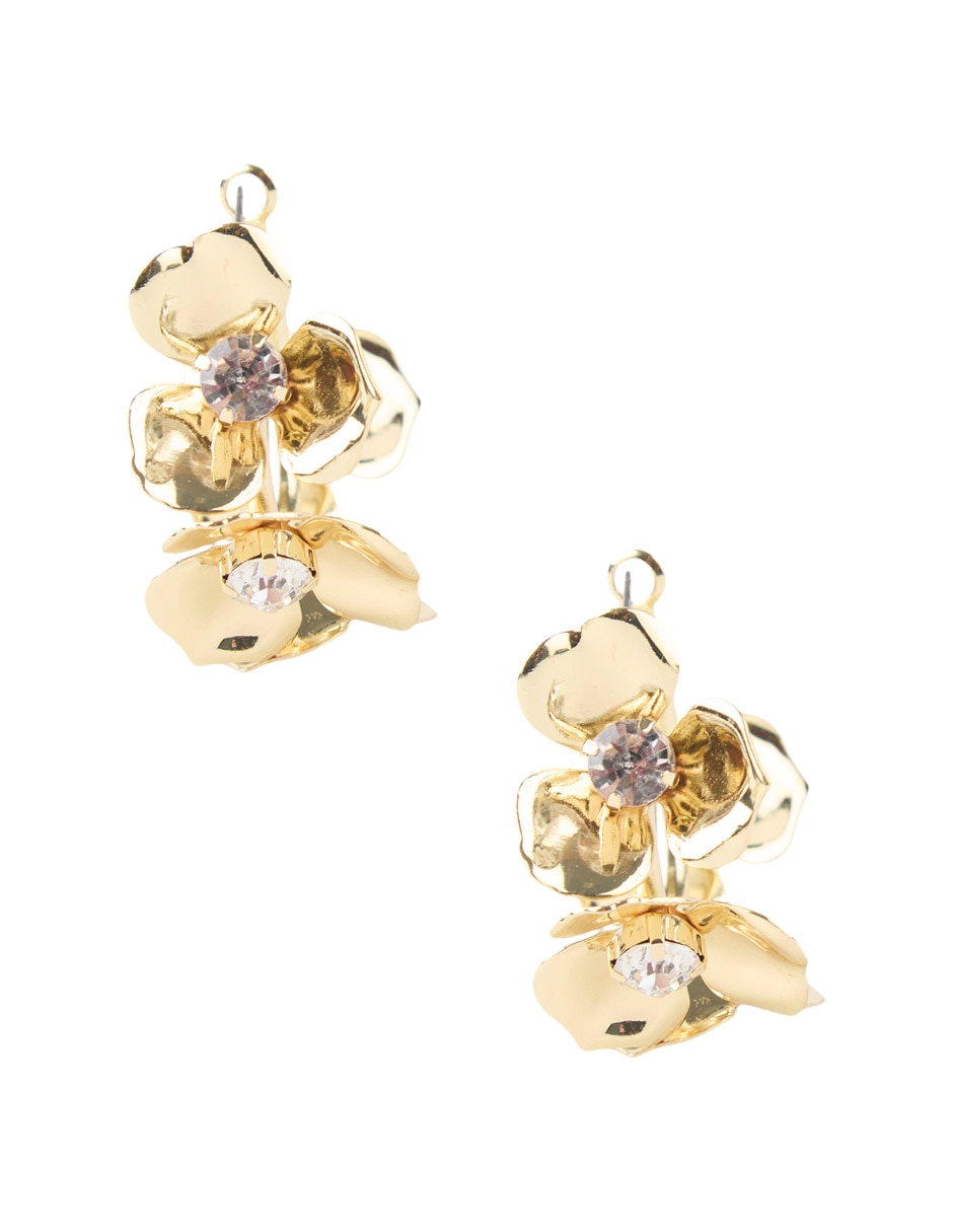 Aretes Largos De Flor Con Acabado Brillante 2