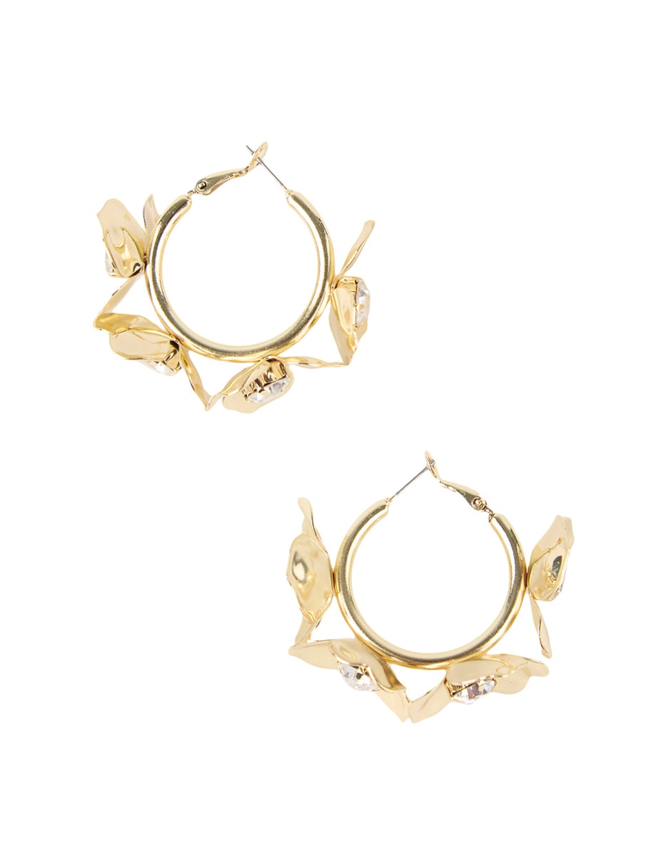 Aretes Largos De Flor Con Acabado Brillante
