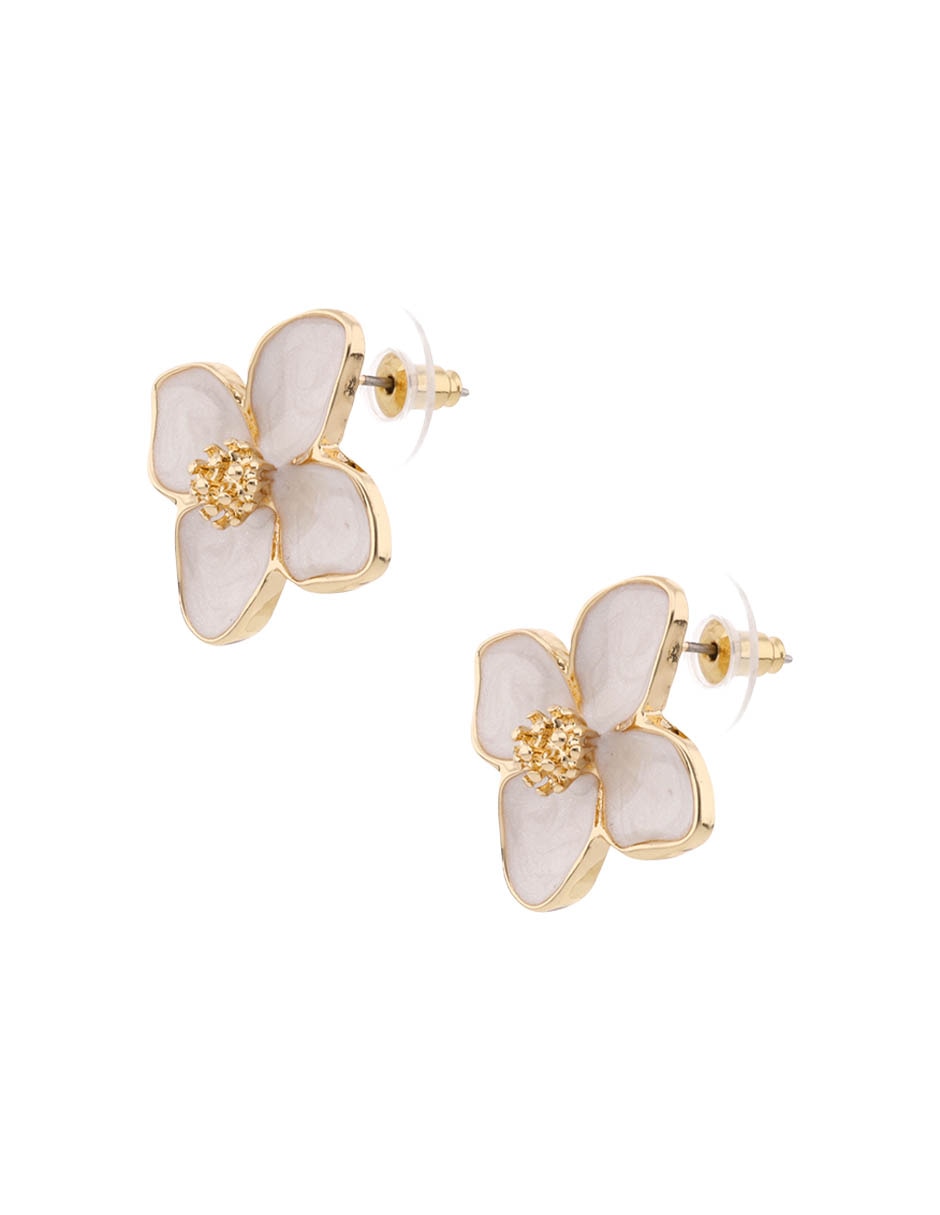 Aretes de flor con acabado brillante 2