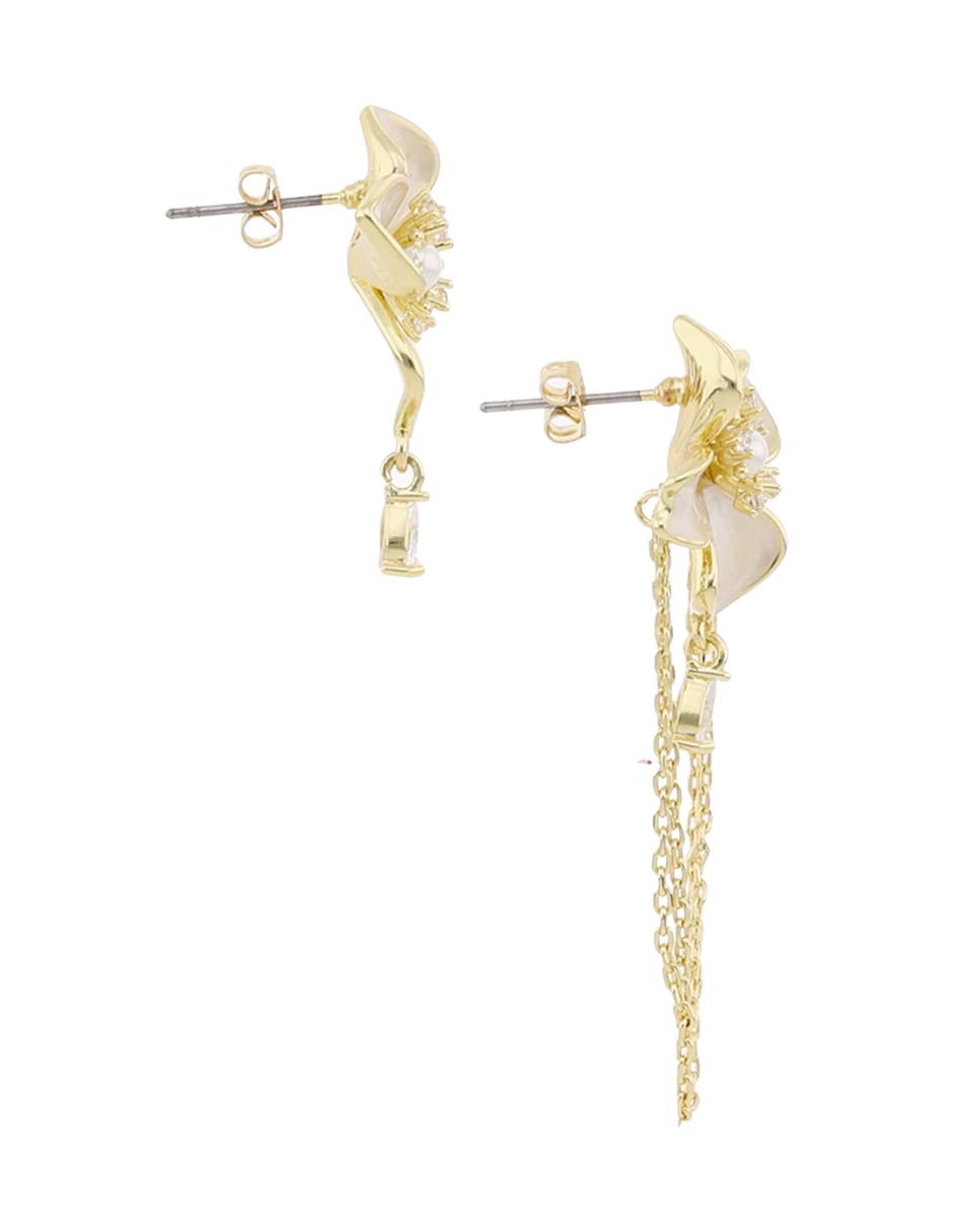 Aretes de flor con acabado brillante 3