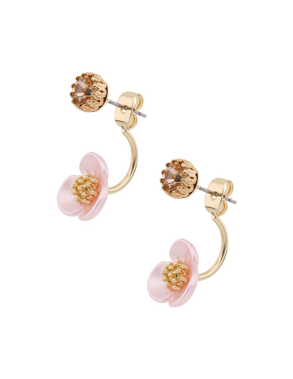 Aretes de flor con acabado brillante 2