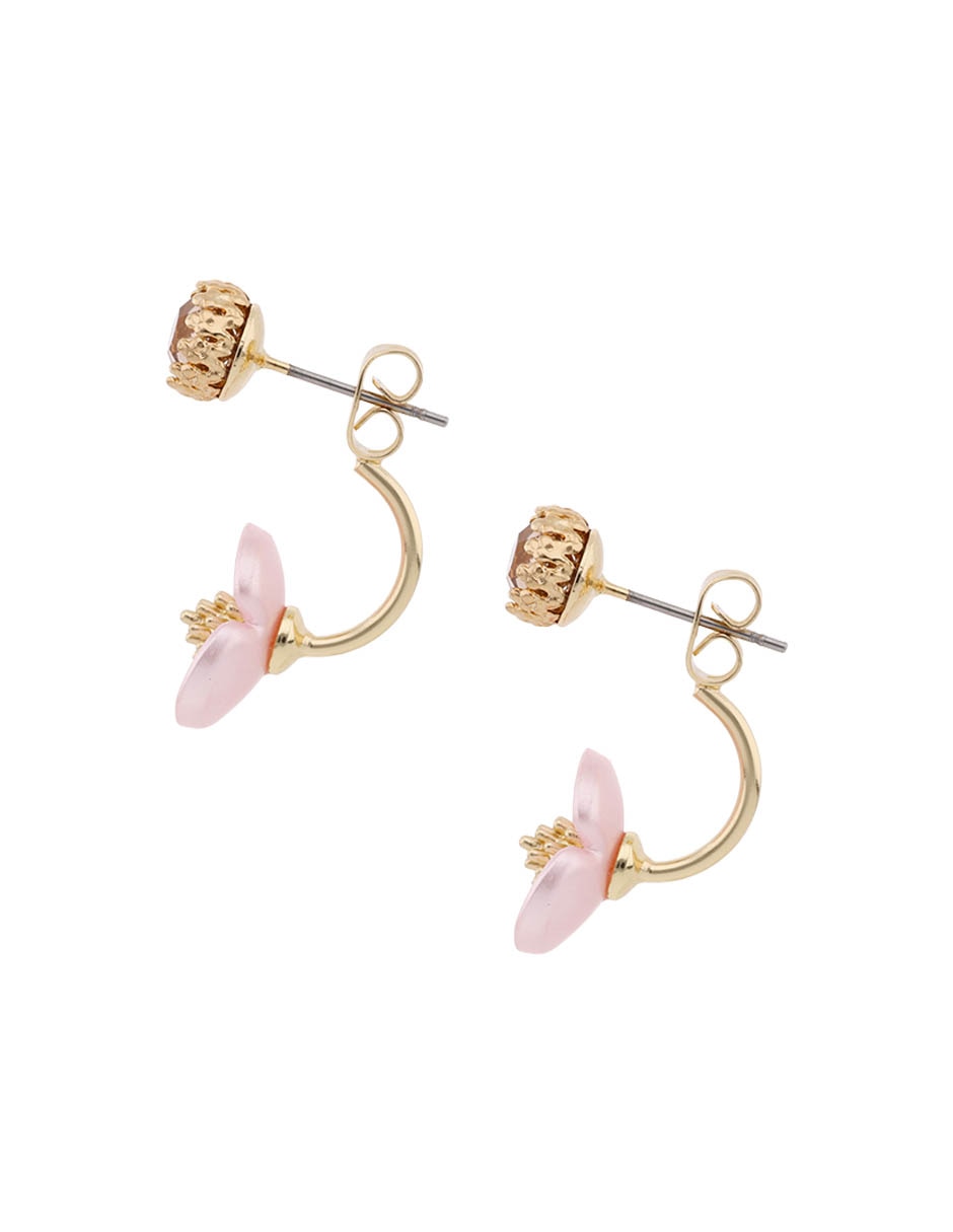 Aretes de flor con acabado brillante 3