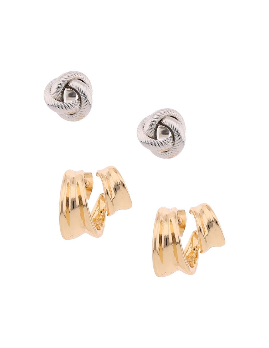 Set de aretes con acabado brillante