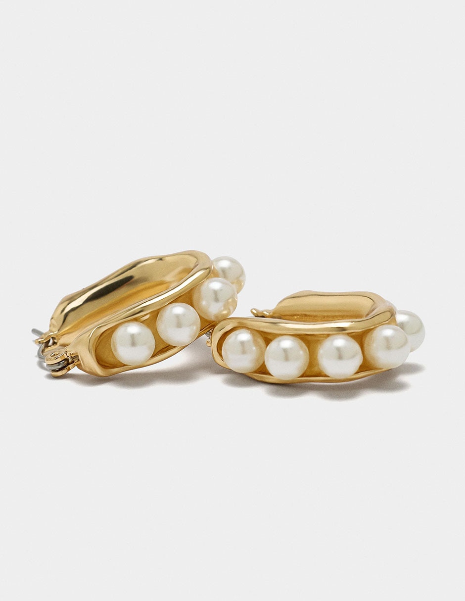 Arracadas con acabado pavé perla 2