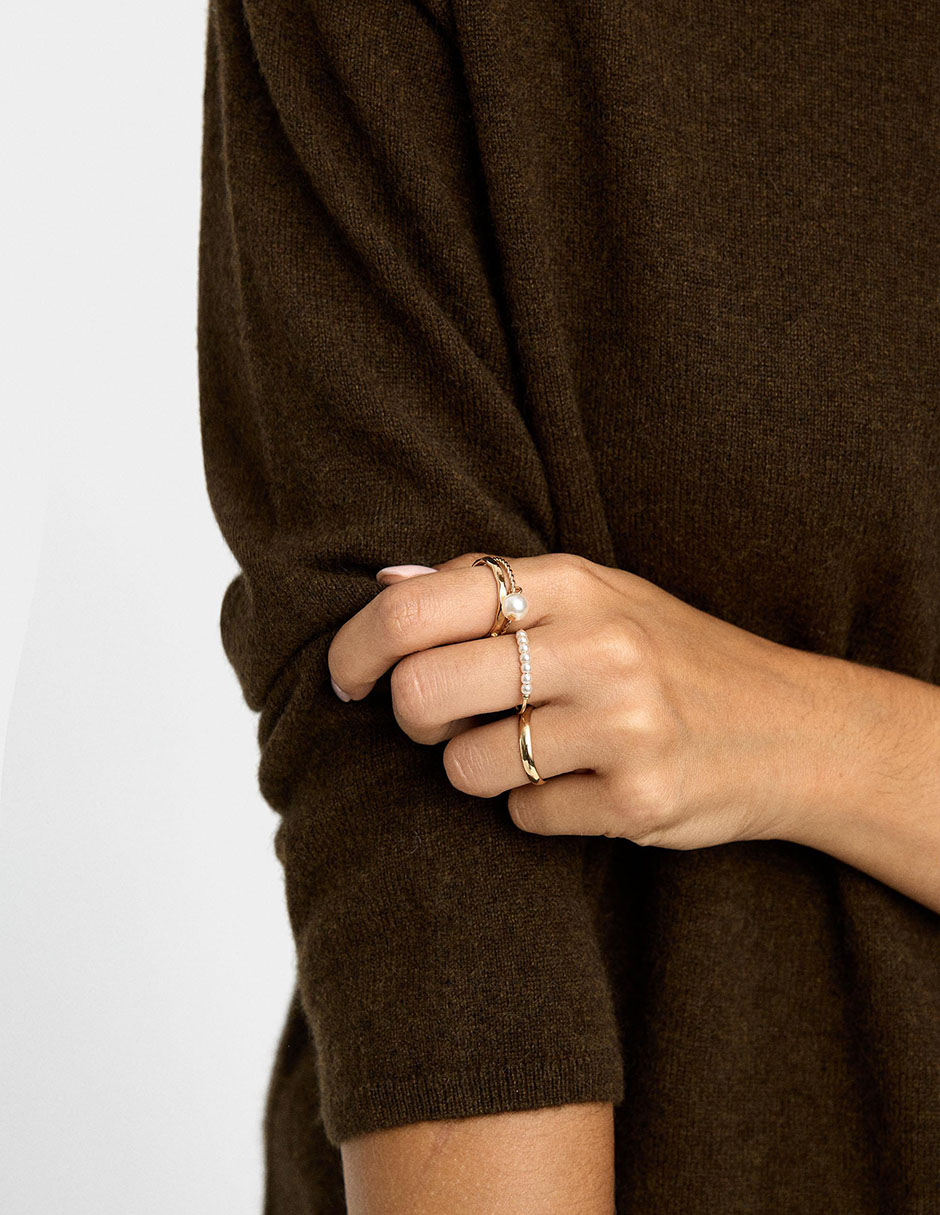 Set anillo redondo Stay Classy perla pavé 4