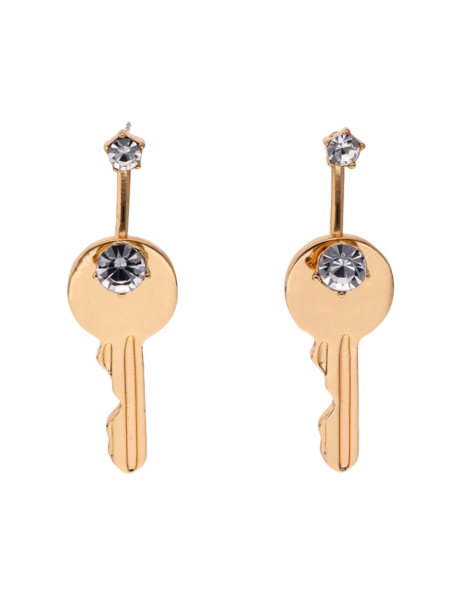 Aretes largos de llave That's It con acabado brillante zirconia