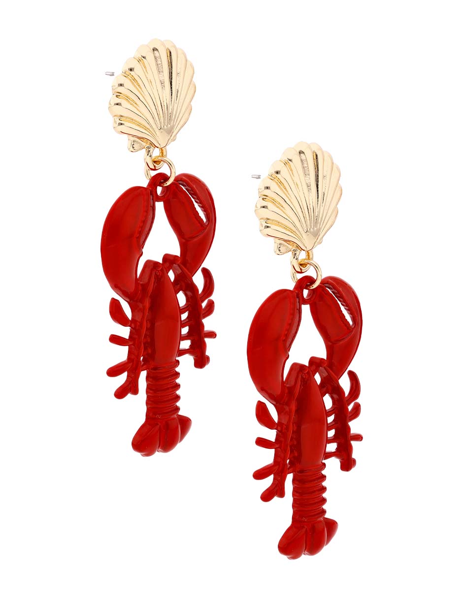 Aretes largos de langosta con acabado brillante 5