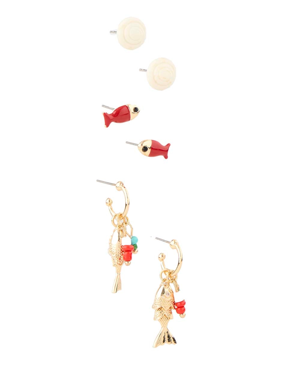 Set de aretes con acabado pulido