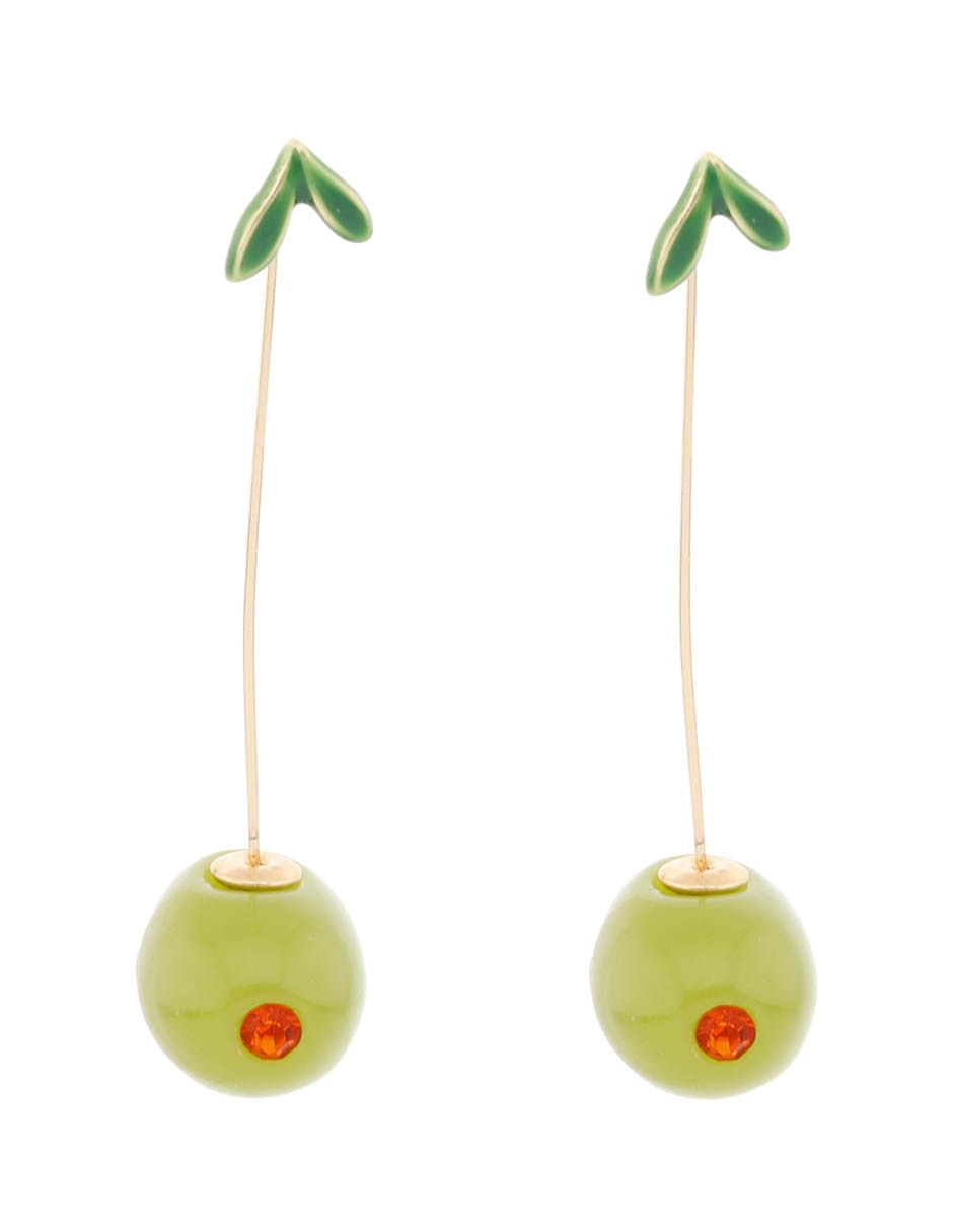 Aretes largos de cereza That's It con acabado liso