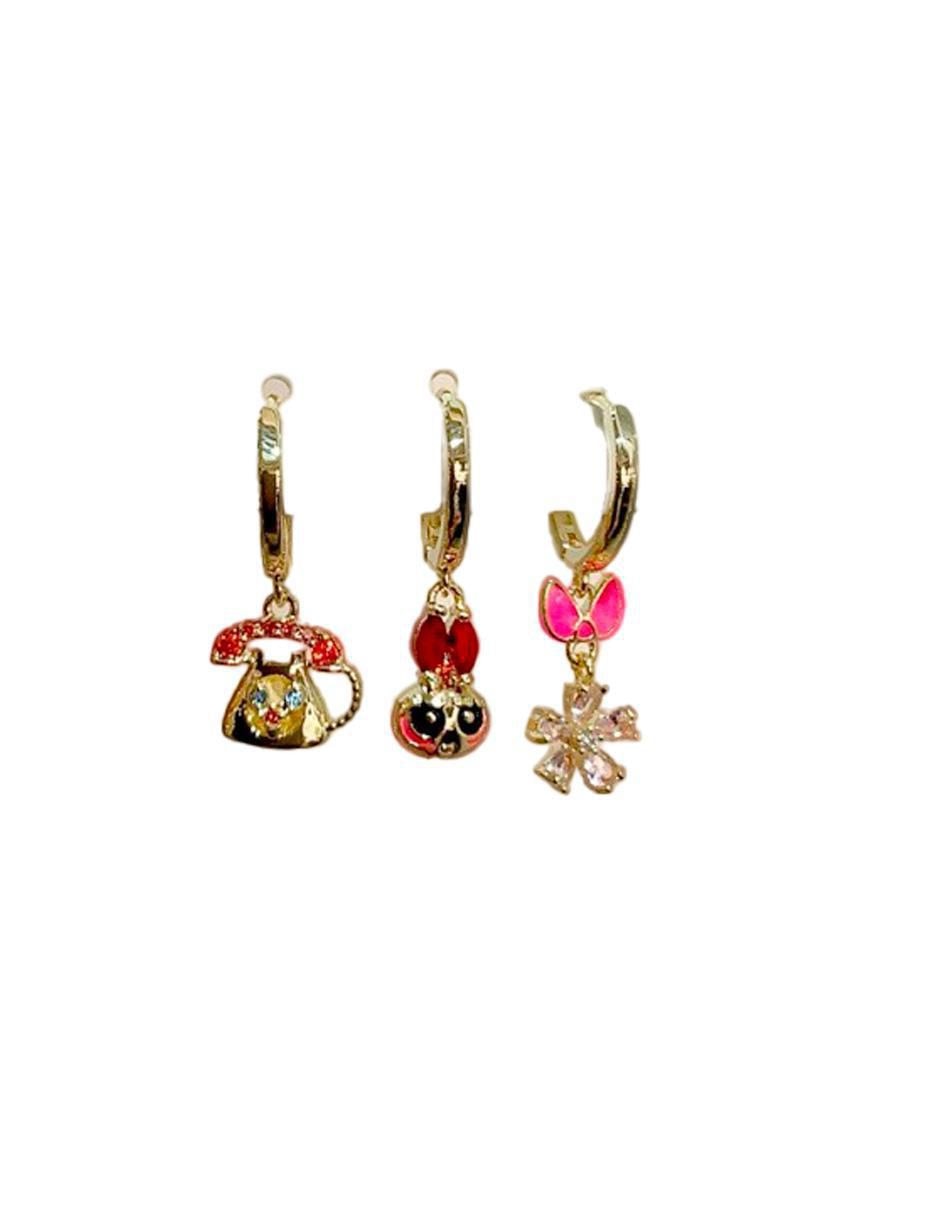Set de aretes de flor 10 K con acabado pulido 2