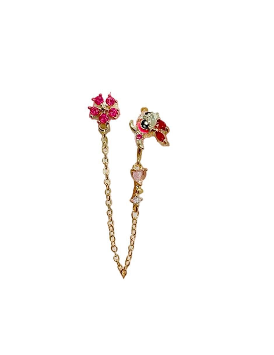 Set de aretes de flor 10 K con acabado pulido 3