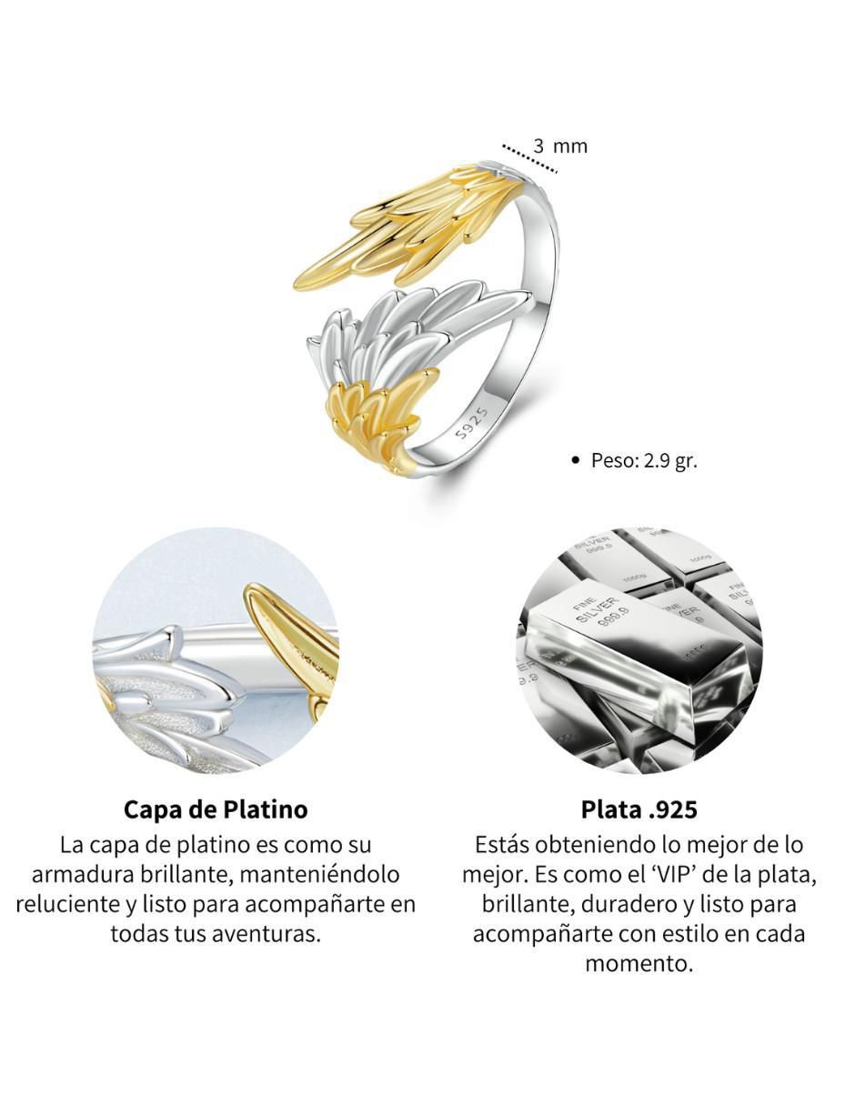 Anillo de alas Beauty p 925 de plata pulido 2