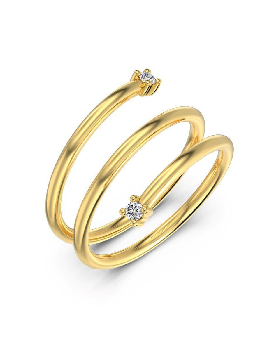 Anillo Elisea de plata P 925 zirconia con acabado baño de oro 2