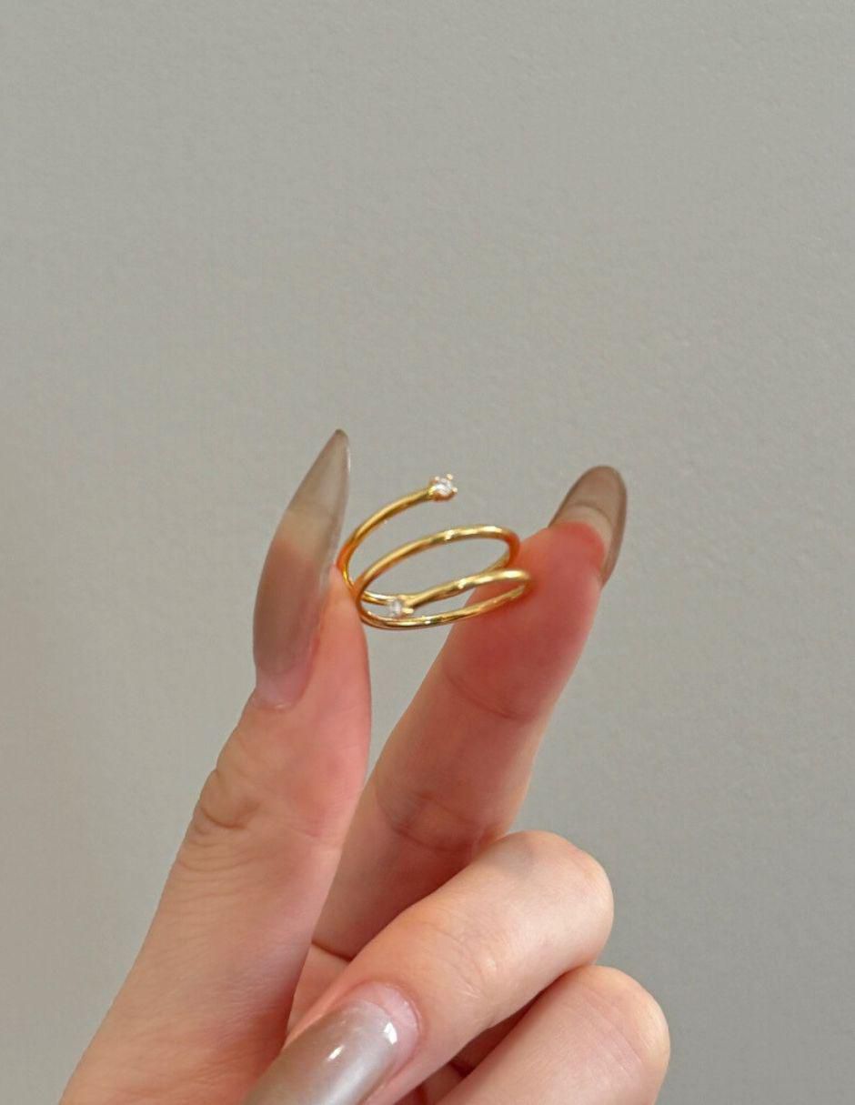 Anillo Elisea de plata P 925 zirconia con acabado baño de oro