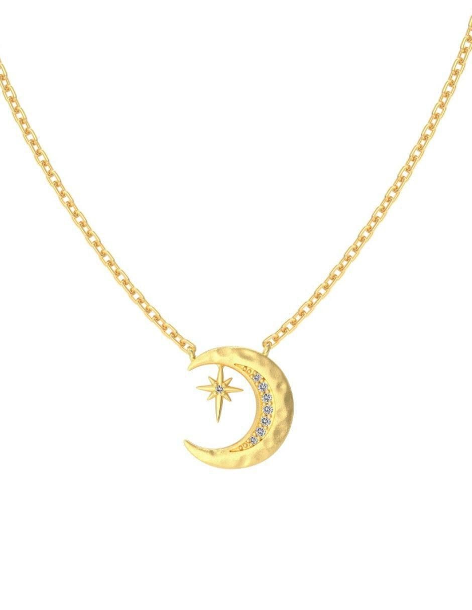 Collar de luna Astoria de plata con acabado baño de oro P 925 Collar de luna Astoria de plata con acabado baño de oro P 925