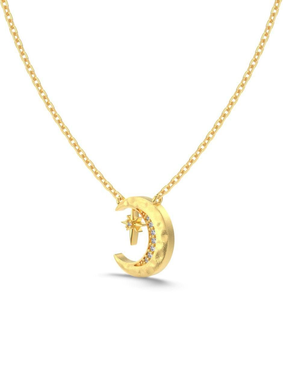 Collar de luna Astoria de plata con acabado baño de oro P 925 2