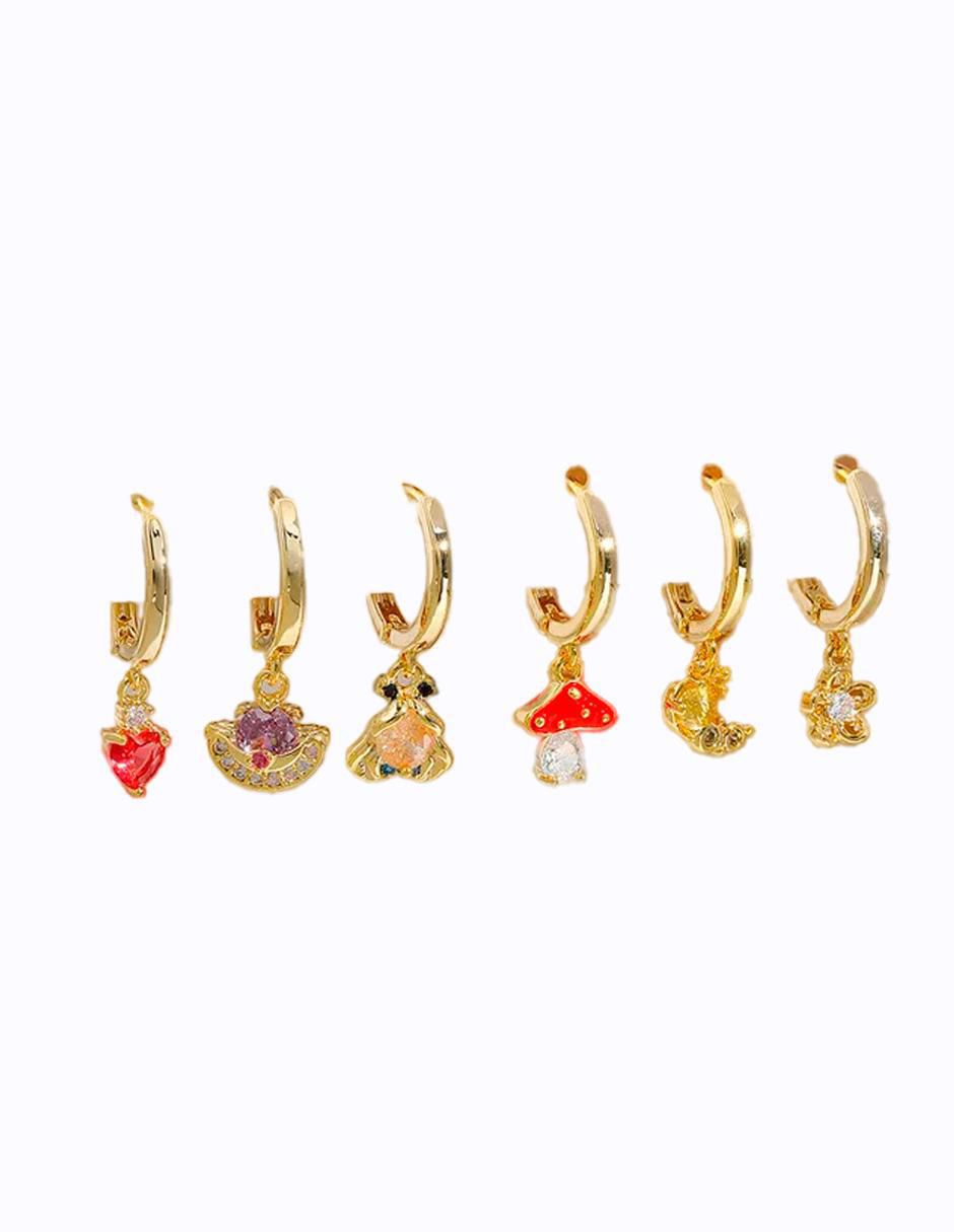 Set de aretes de flor Alice in Wonderland con acabado pulido Set de aretes de flor Alice in Wonderland con acabado pulido