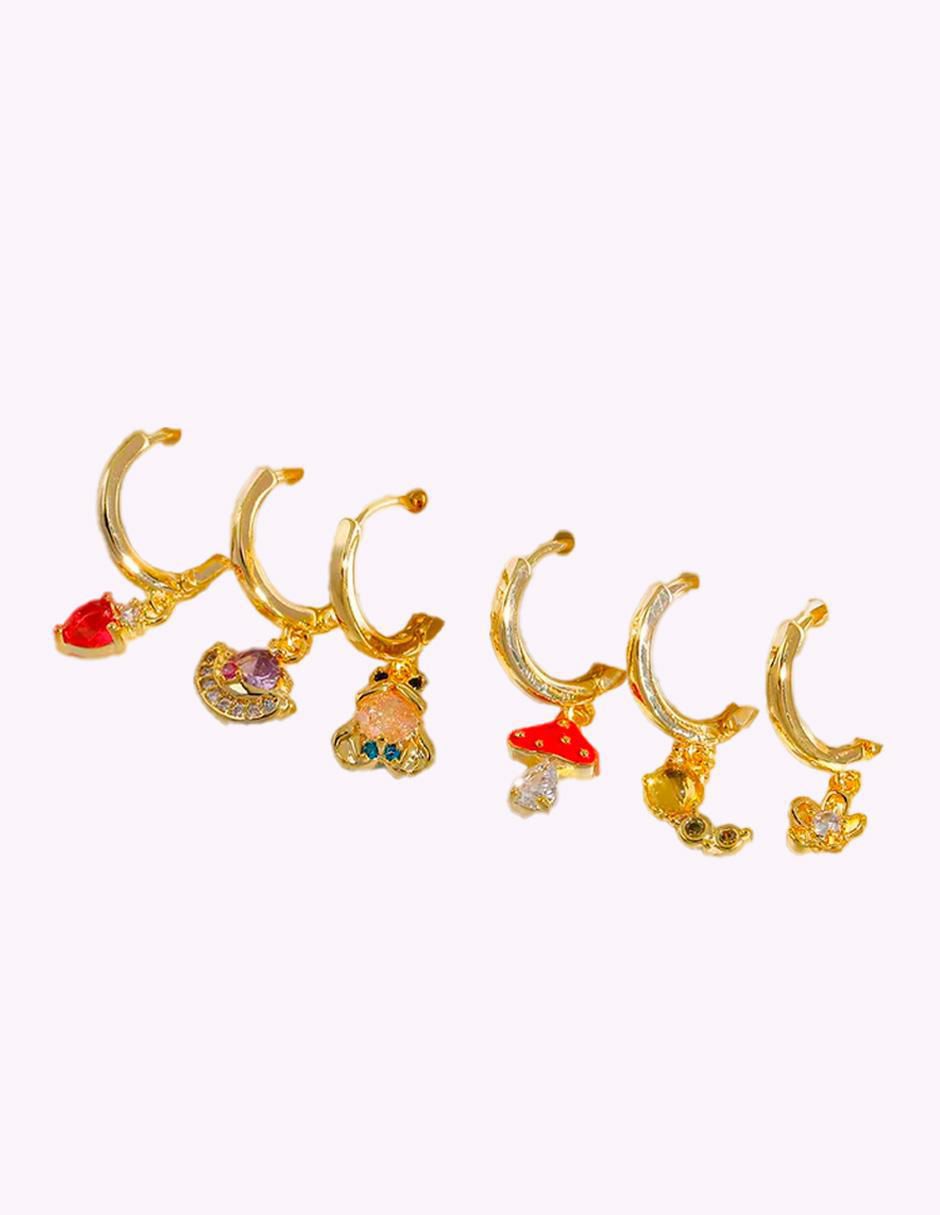 Set de aretes de flor Alice in Wonderland con acabado pulido 3