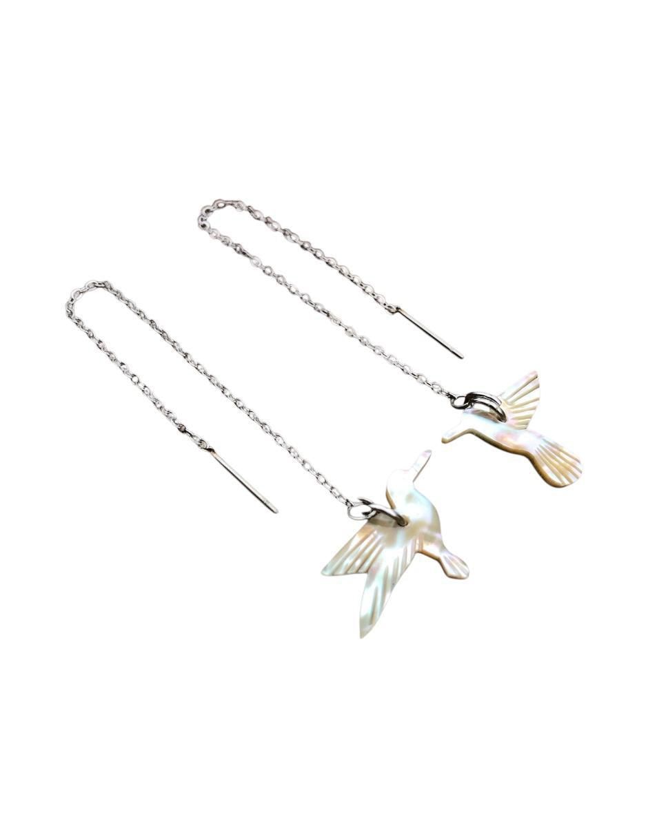 Aretes de colibrí con acabado brillante concha de abulón 3