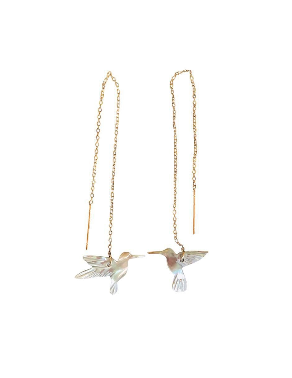 Aretes de colibrí Colibrí con acabado brillante concha de abulón