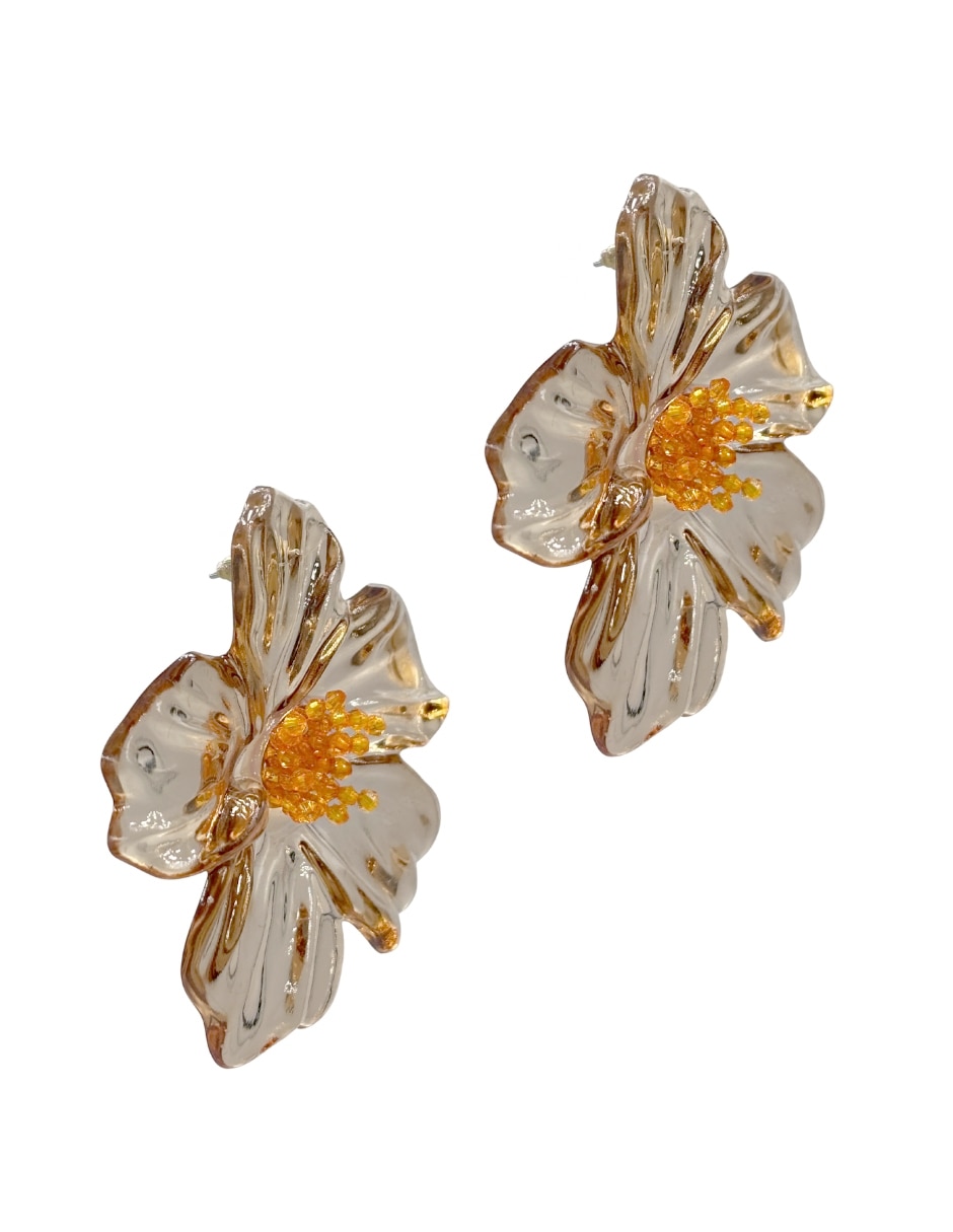 Aretes de flor con acabado brillante 4