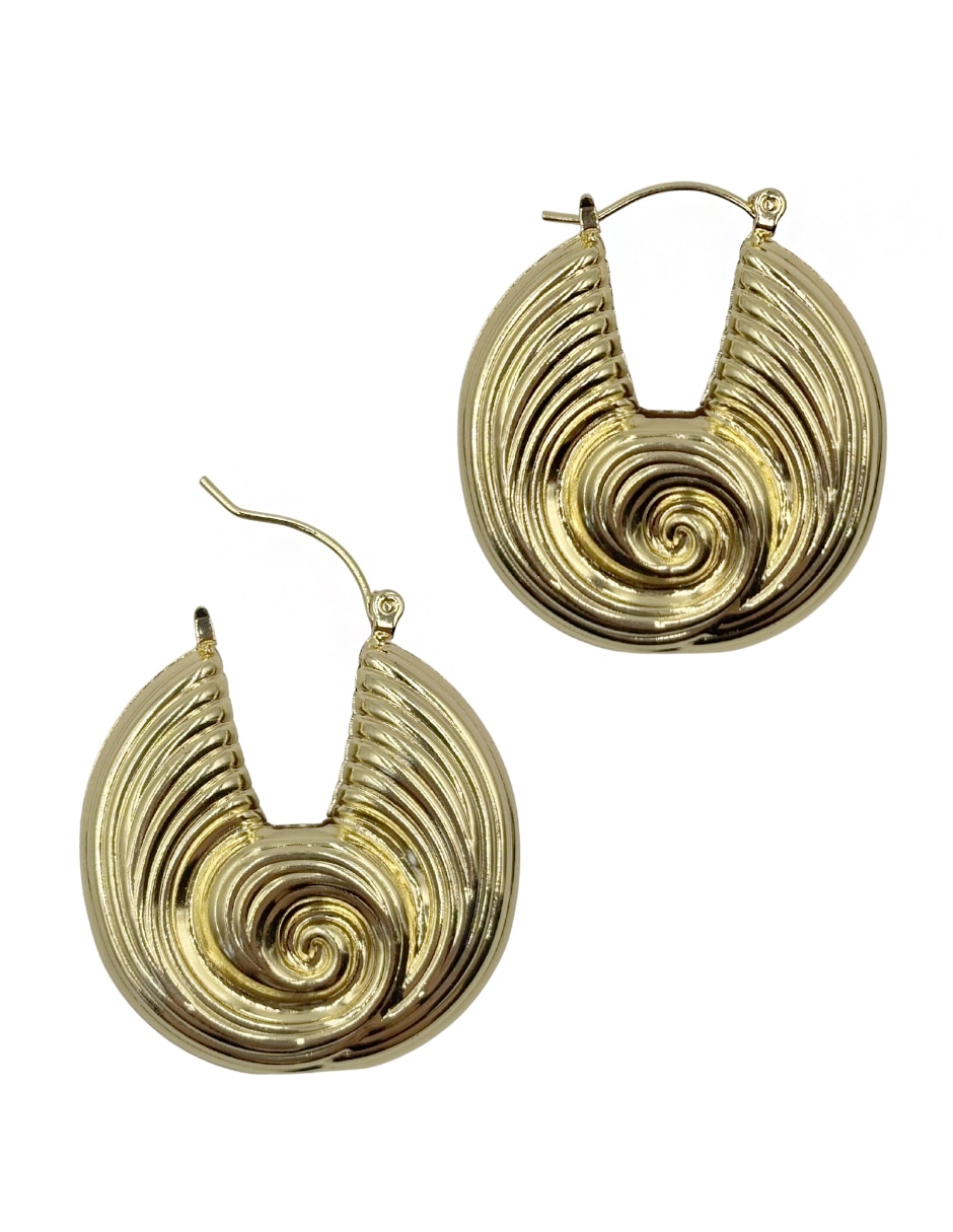 Aretes huggies de caracol con acabado brillante 2