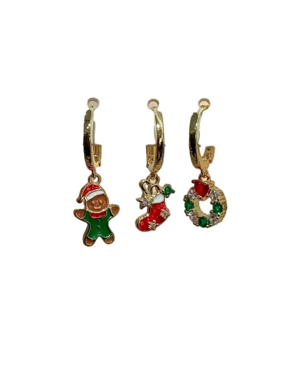 Set de aretes de oro laminado 9 k con acabado pulido 3