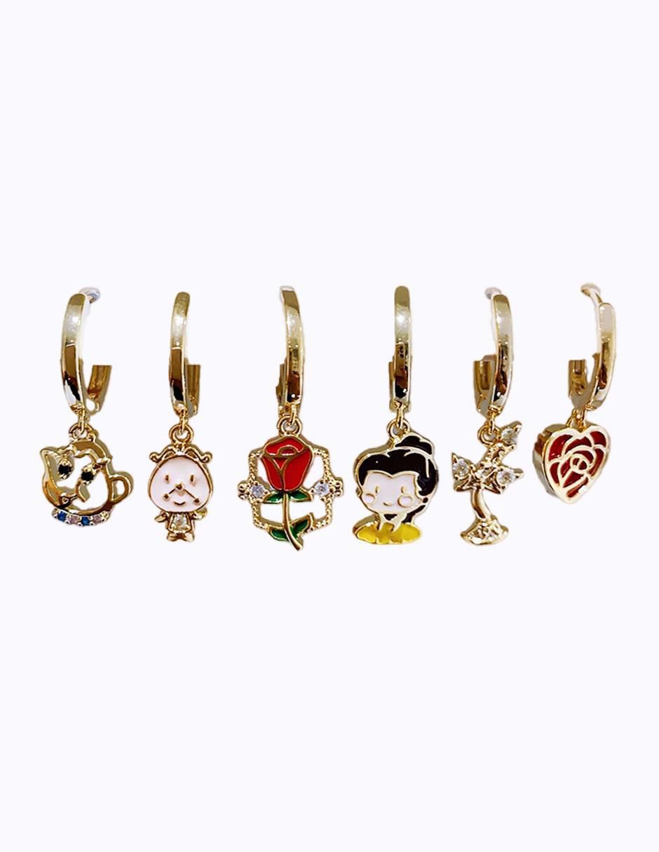 Set de aretes Bella, Din Don y Lumière de oro laminado 9 k con acabado pulido