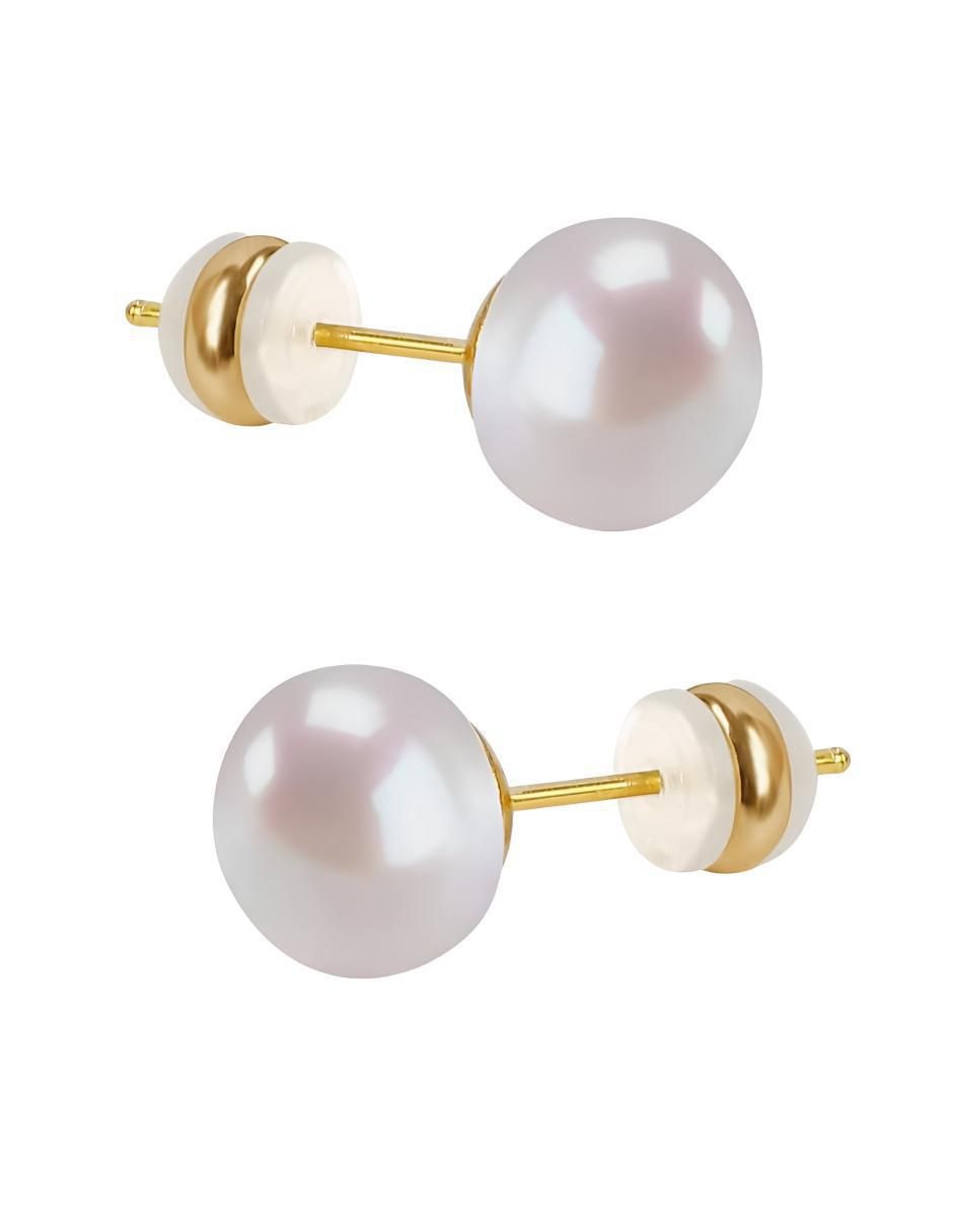 Aretes de plata 18 K con acabado chapa de oro perla