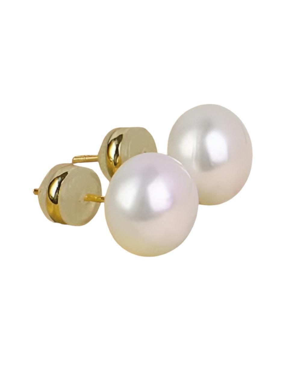 Aretes de plata 18 K con acabado chapa de oro perla 2