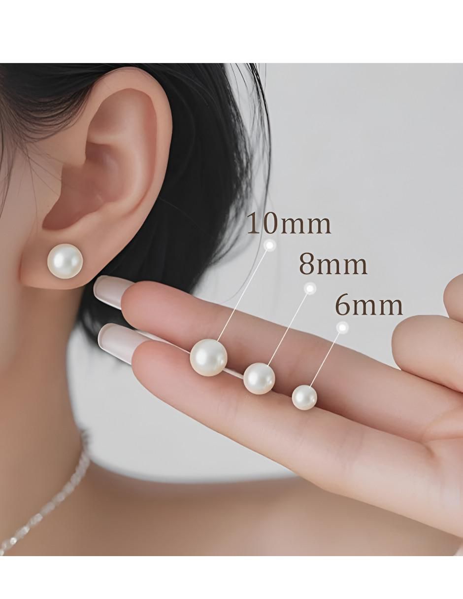 Aretes de plata 18 K con acabado chapa de oro perla 4