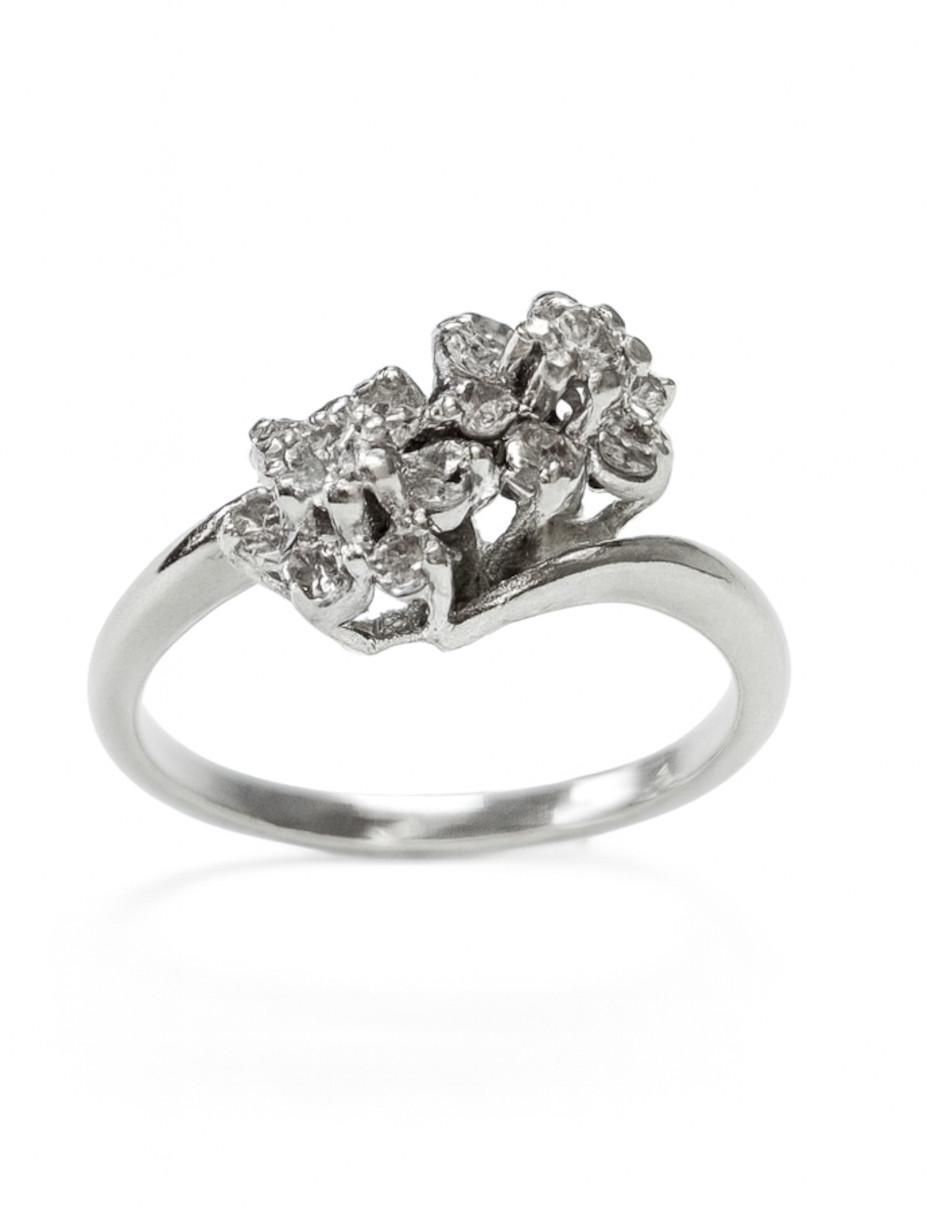 Anillo 14 k de oro blanco diamante pulido