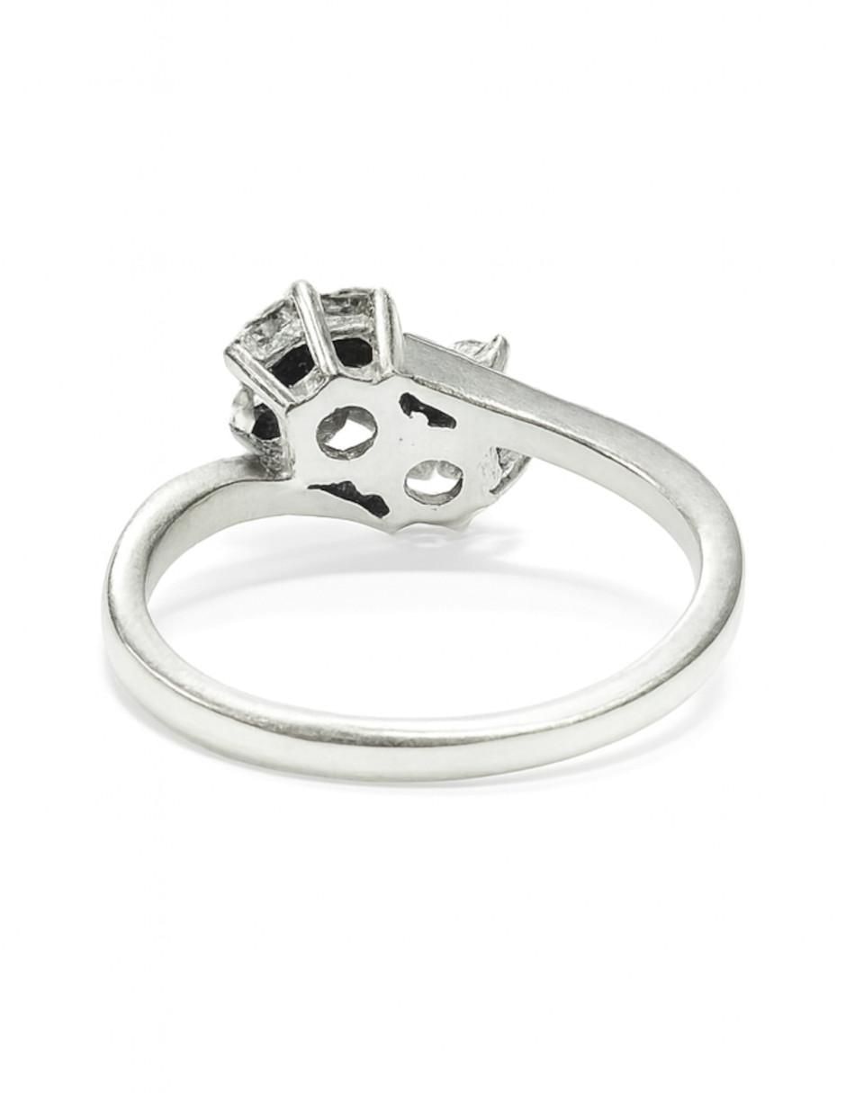 Anillo 14 k de oro blanco diamante pulido