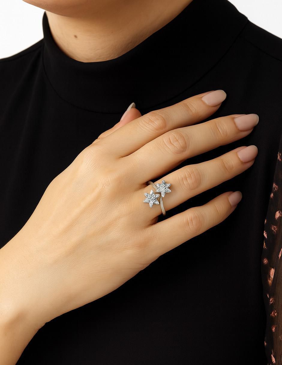 Anillo 14 k de oro blanco diamante pulido