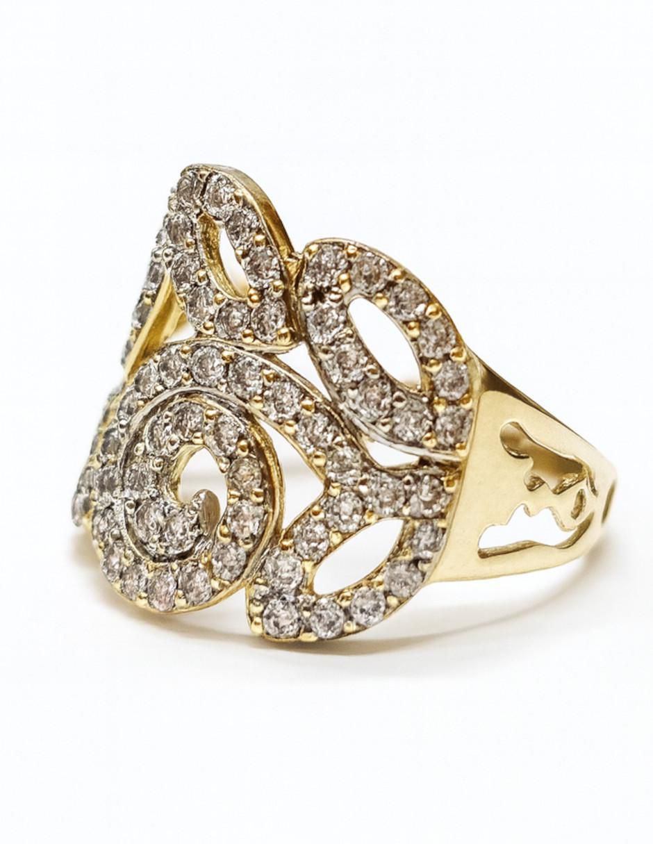 Anillo 14 k de oro amarillo circonita pulido