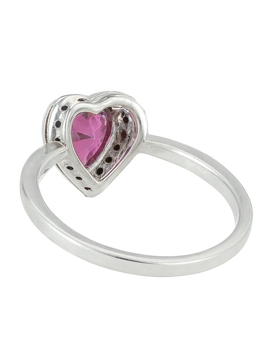 Anillo de corazón 14 k de oro blanco diamante pulido