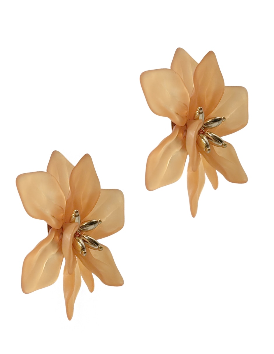 Aretes largos de flor Map con acabado liso