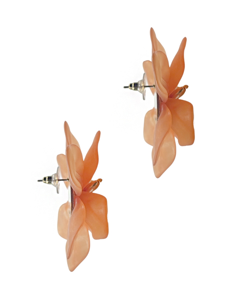 Aretes largos de flor Map con acabado liso