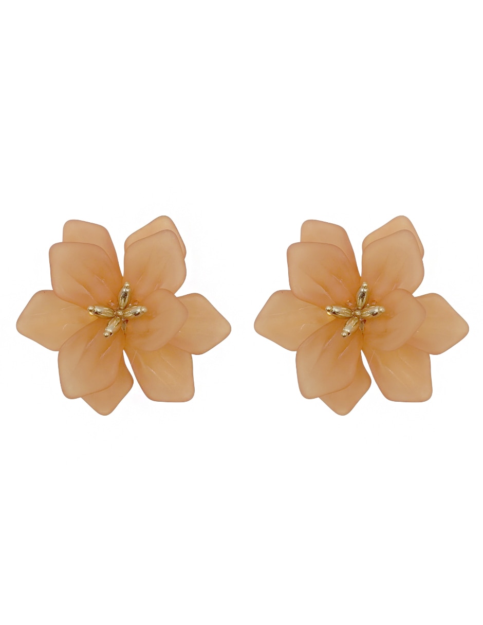 Aretes largos de flor con acabado liso
