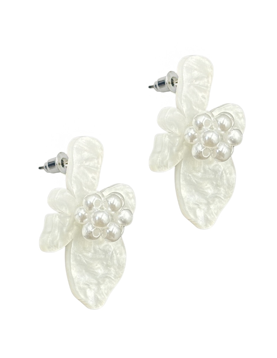 Aretes largos de flor Map con acabado liso