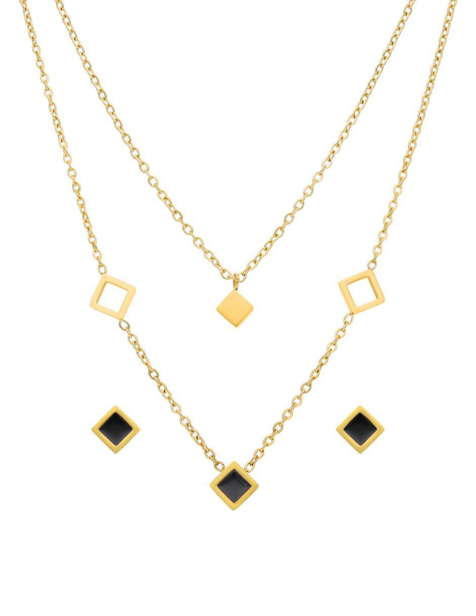 Aretes y collar triangular