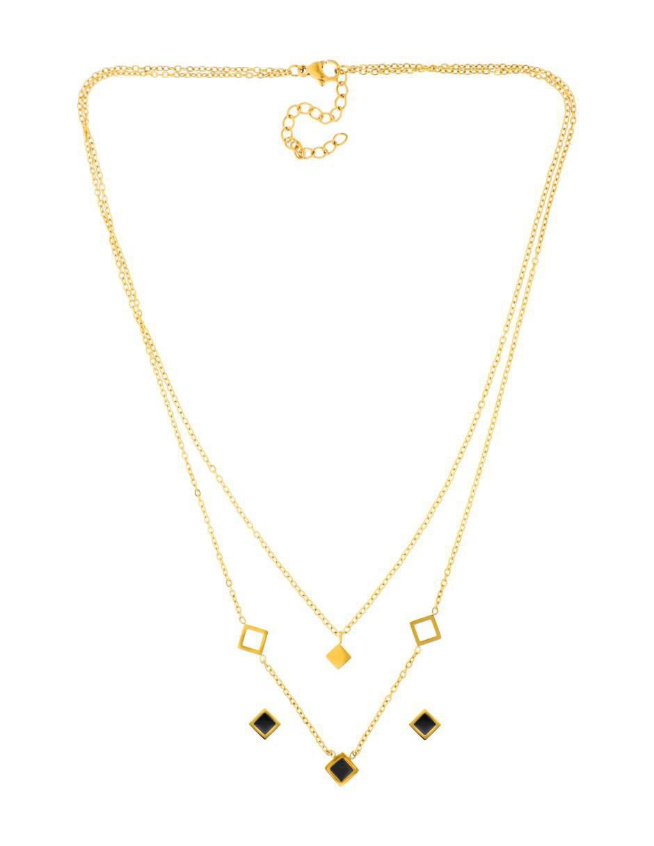 Aretes y collar triangular