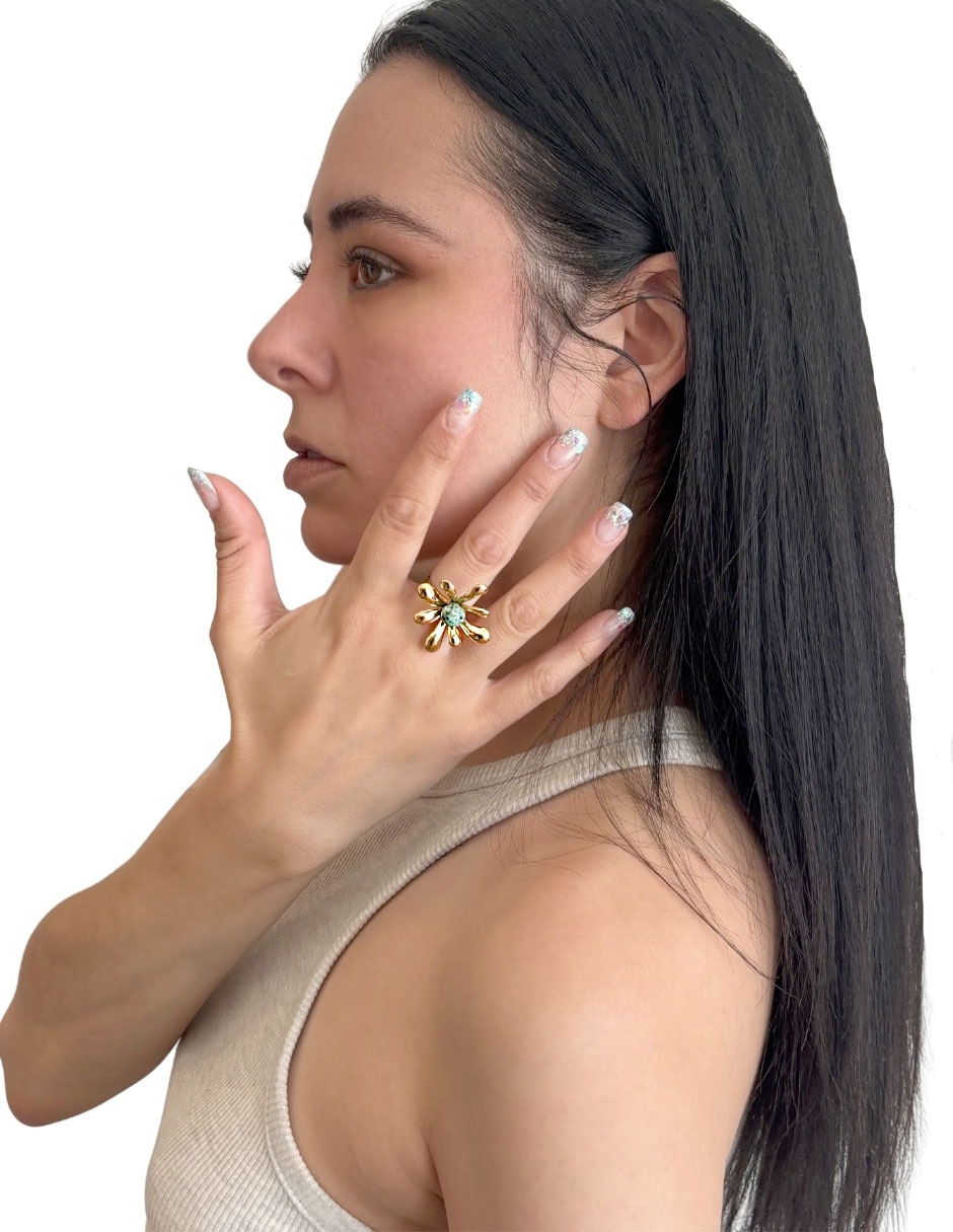 Anillo de flor Map acabado liso
