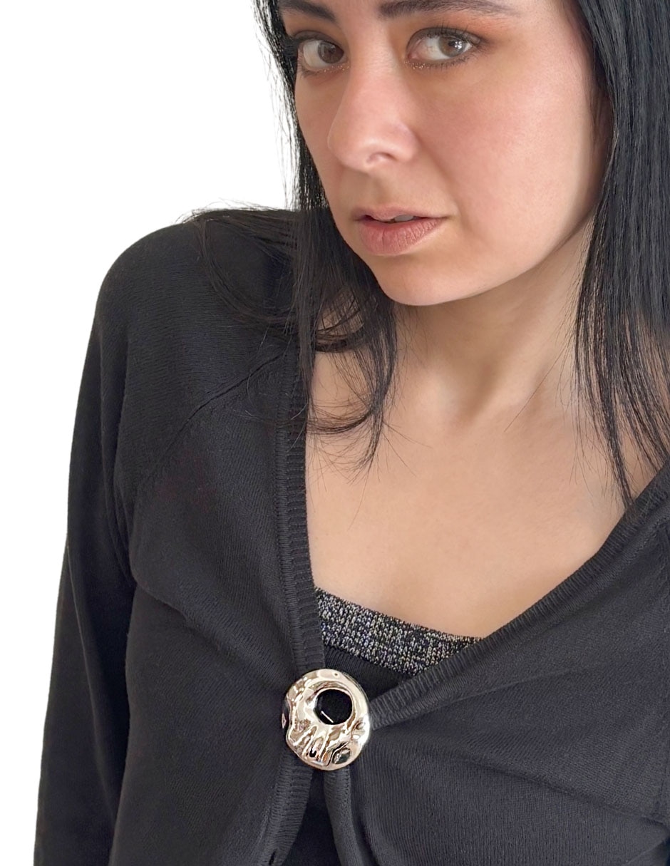 Broche Map de metal ovalada