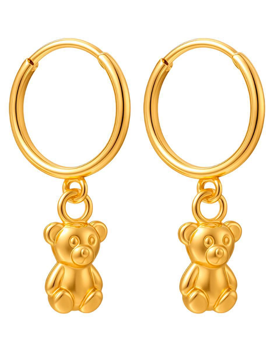 Arracadas de oso de oro 10 K con acabado texturizado Arracadas de oso de oro 10 K con acabado texturizado
