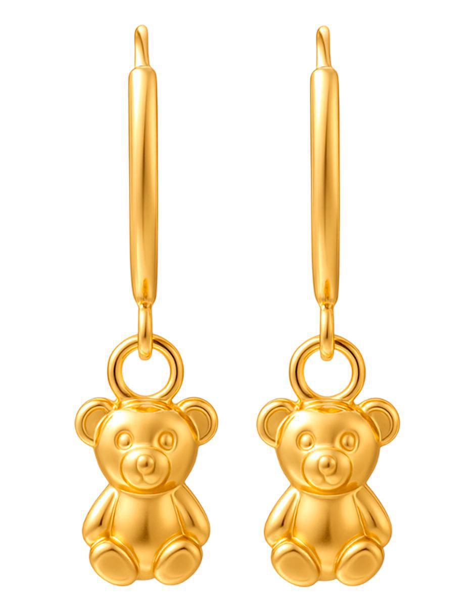 Arracadas de oso de oro 10 K con acabado texturizado 4