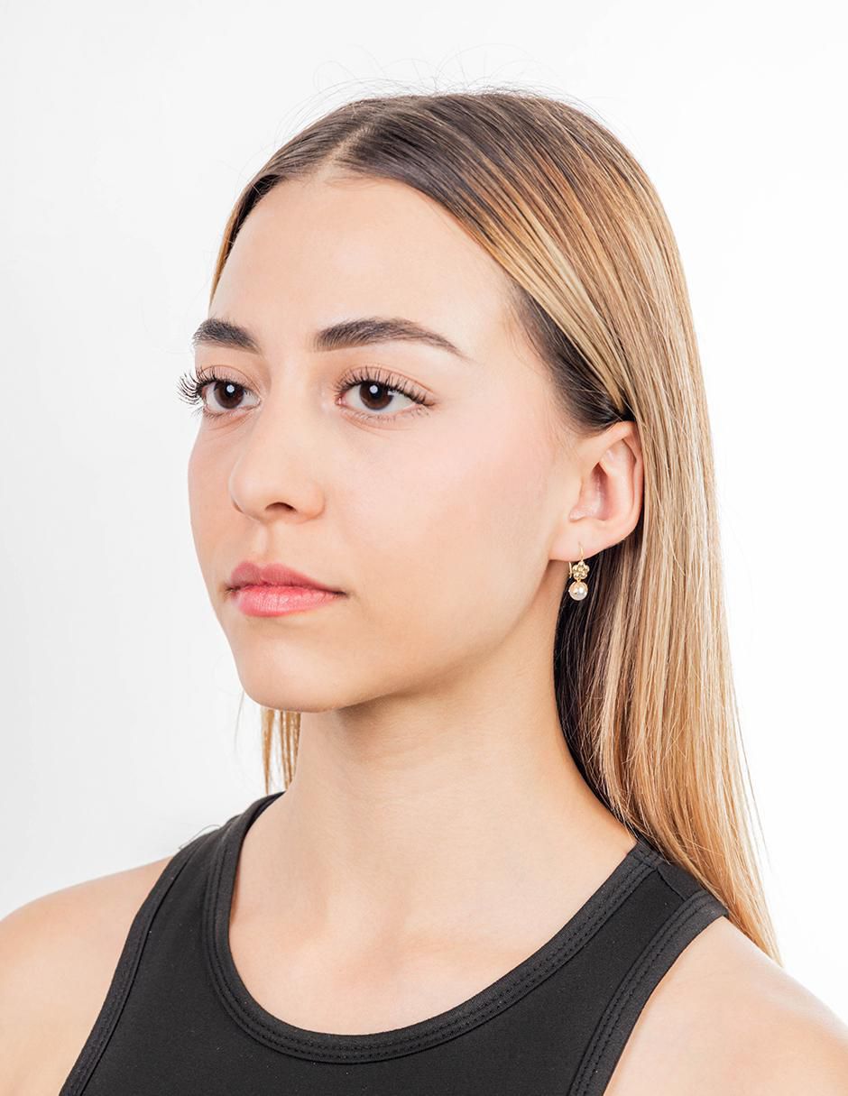 Aretes de flor de oro 10 K perla 3