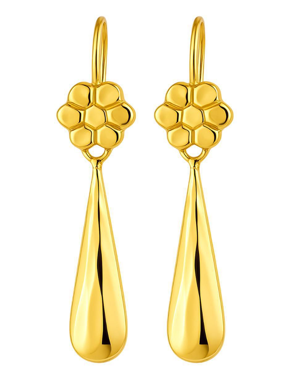 Aretes de flor de oro 10 K con acabado texturizado Aretes de flor de oro 10 K con acabado texturizado