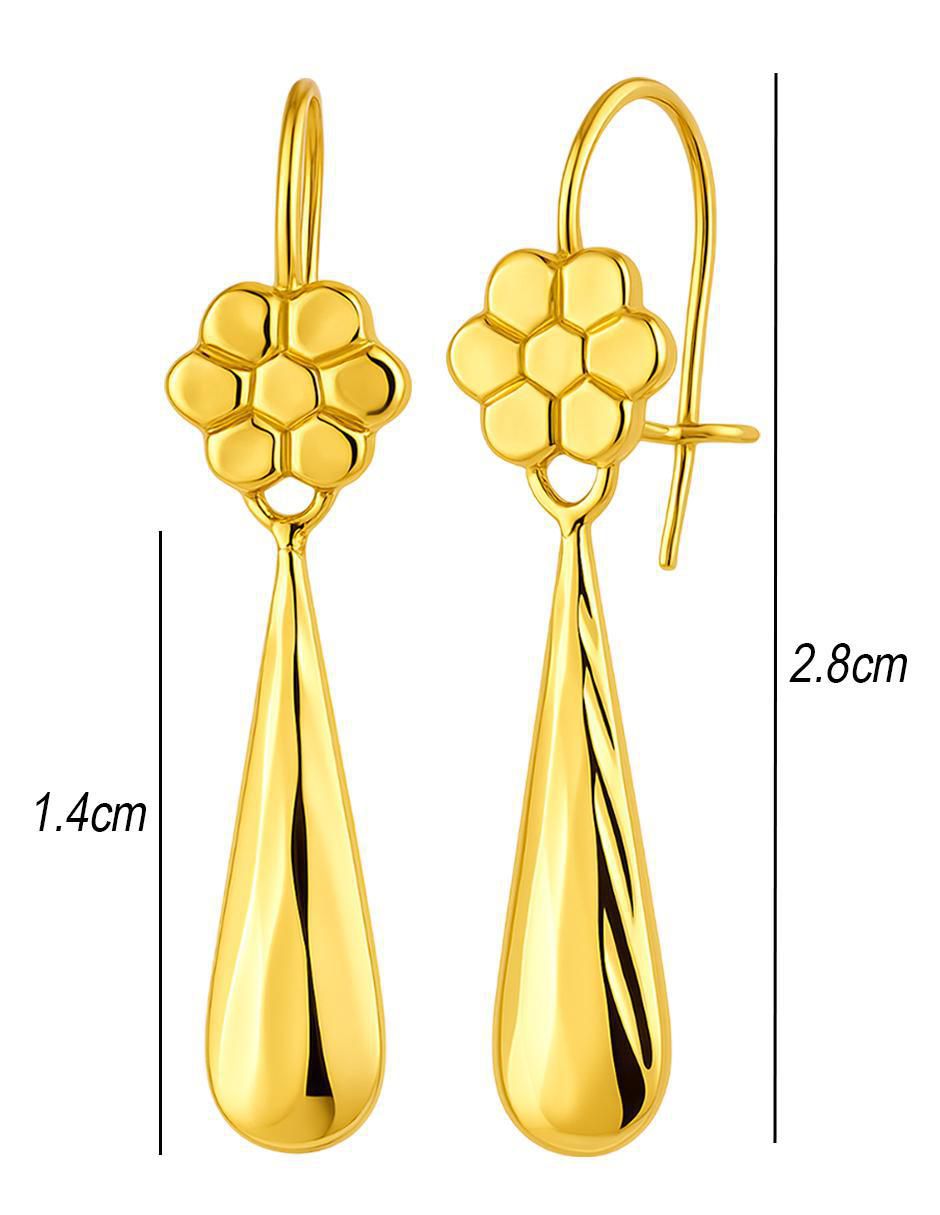 Aretes de flor de oro 10 K con acabado texturizado 5