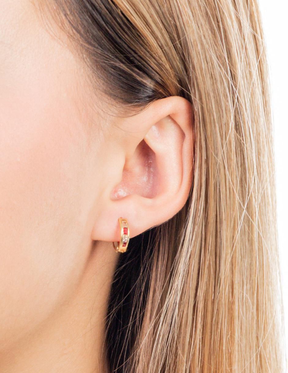 Arracadas de reno de oro 14 K con acabado brillante zirconia 2
